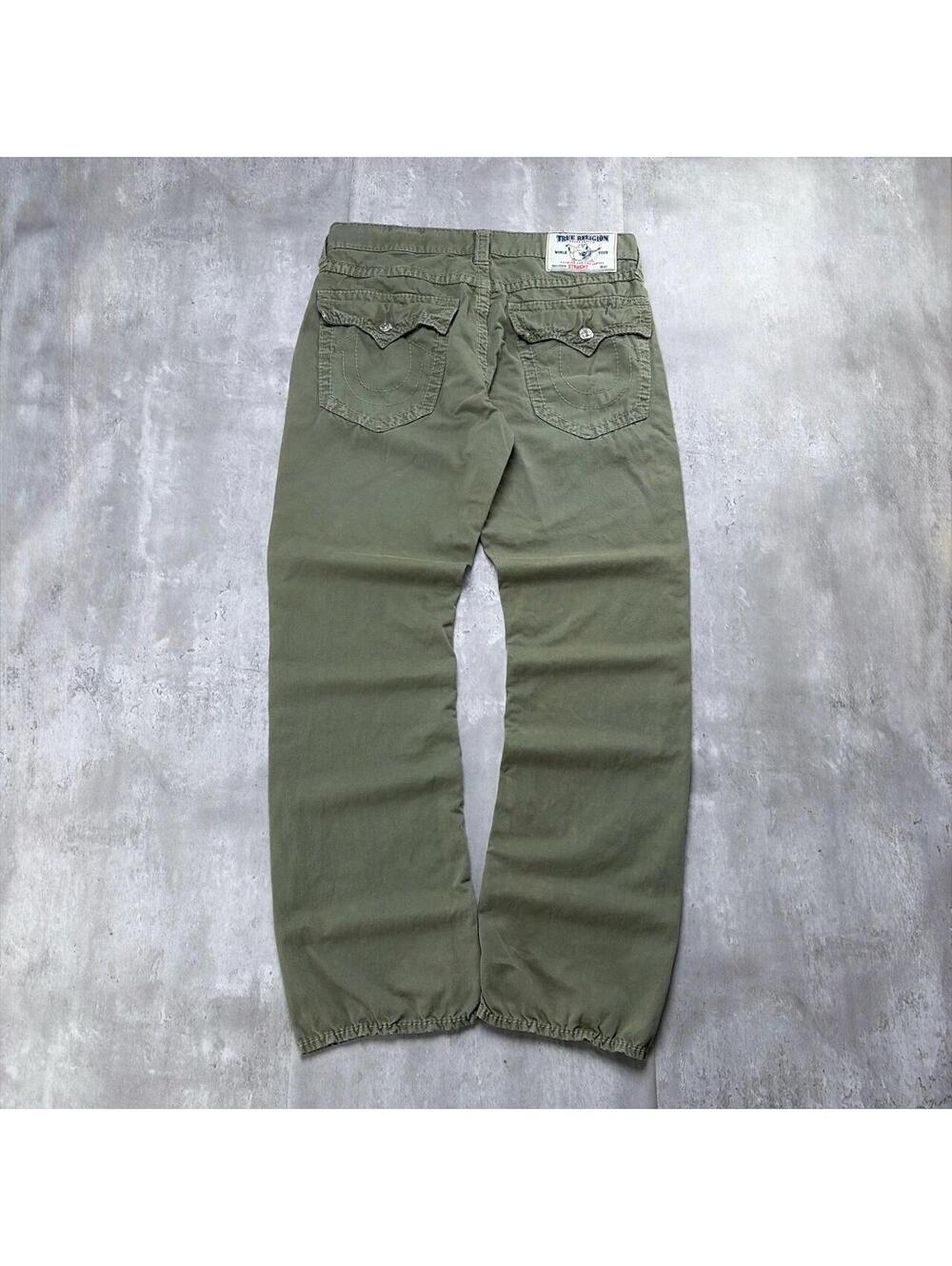 Y2K Olive Green True Religion Grunge Straight Skater Pants